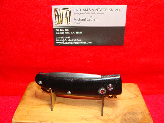 AKA-6 CUSTOM 1985-95 SMALL CUSTOM AUTOMATIC KNIFE BLACK MICARTA HANDLES