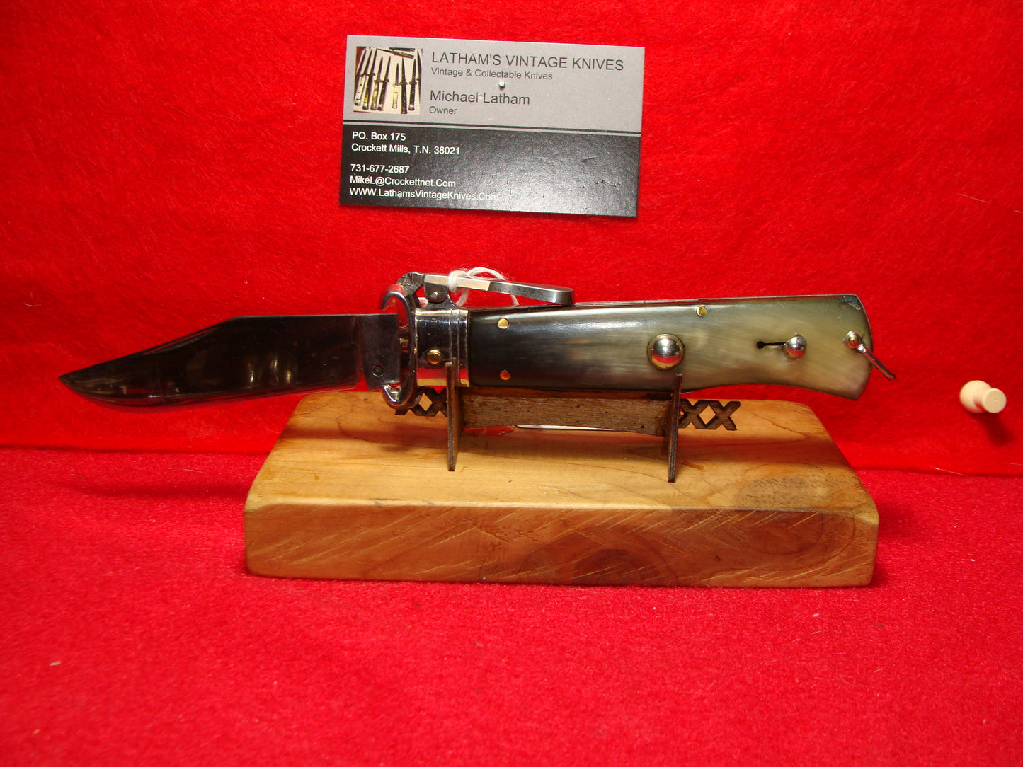 UNSTAMPED "STERILE" ITALY 1945-48 HUNTER FULCRUM RELEASE SHELL PULLER ITALIAN AUTOMATIC KNIFE BUFFALO HORN HANDLES