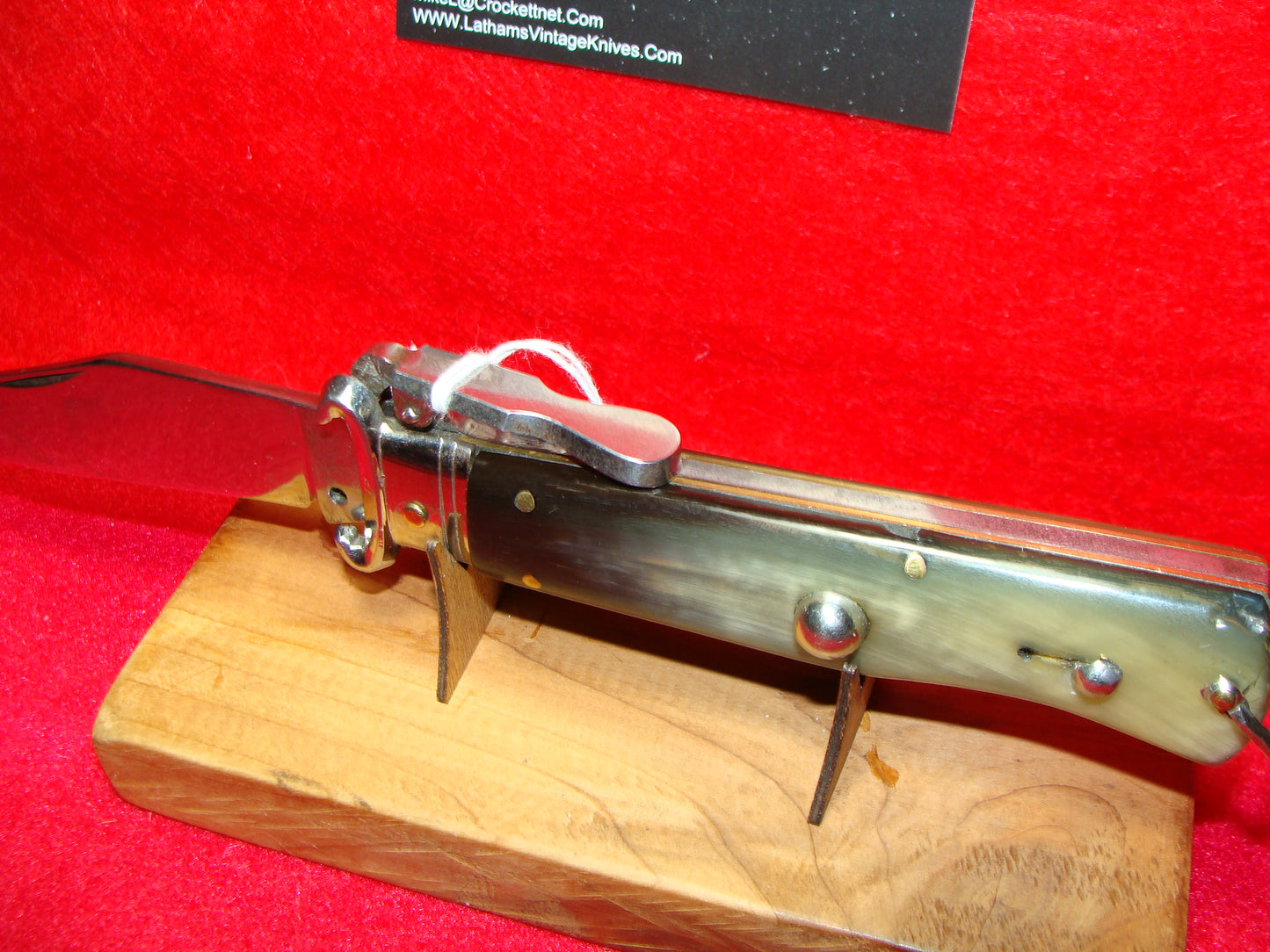 UNSTAMPED "STERILE" ITALY 1945-48 HUNTER FULCRUM RELEASE SHELL PULLER ITALIAN AUTOMATIC KNIFE BUFFALO HORN HANDLES