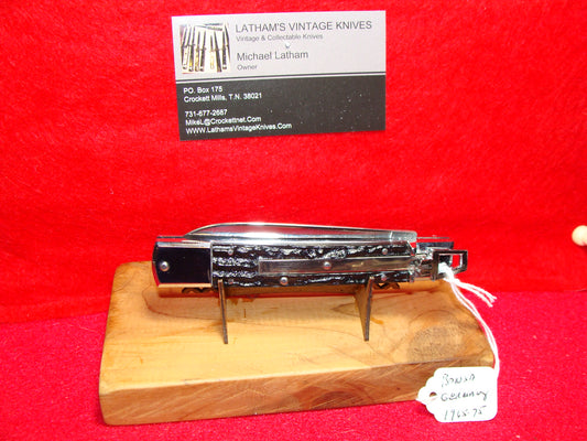 BONSA SOLINGEN GERMANY 1965-75 LEVER AUTOMATIC 11 CM SLIM GERMAN AUTOMATIC KNIFE BLACK IMITATION HANDLES