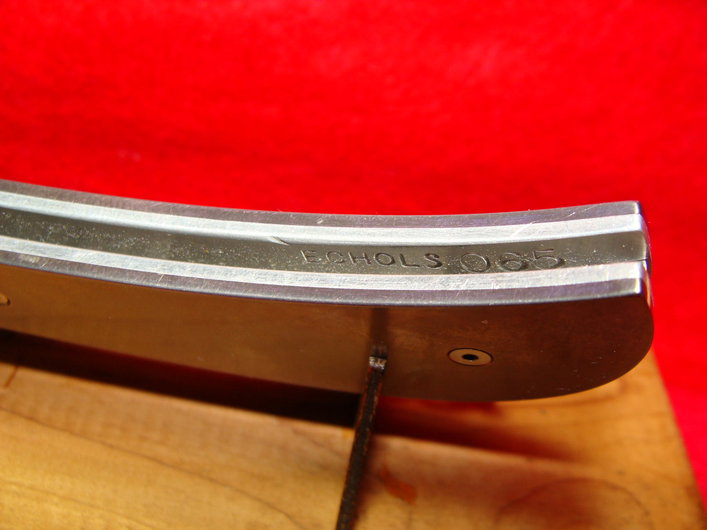 ECHOLS,RODGER USA 065 CUSTOM SCALE RELEASE DAMASCUS STEEL CUSTOM AUTOMATIC KNIFE ANODIZED TITANIUM HANDLES