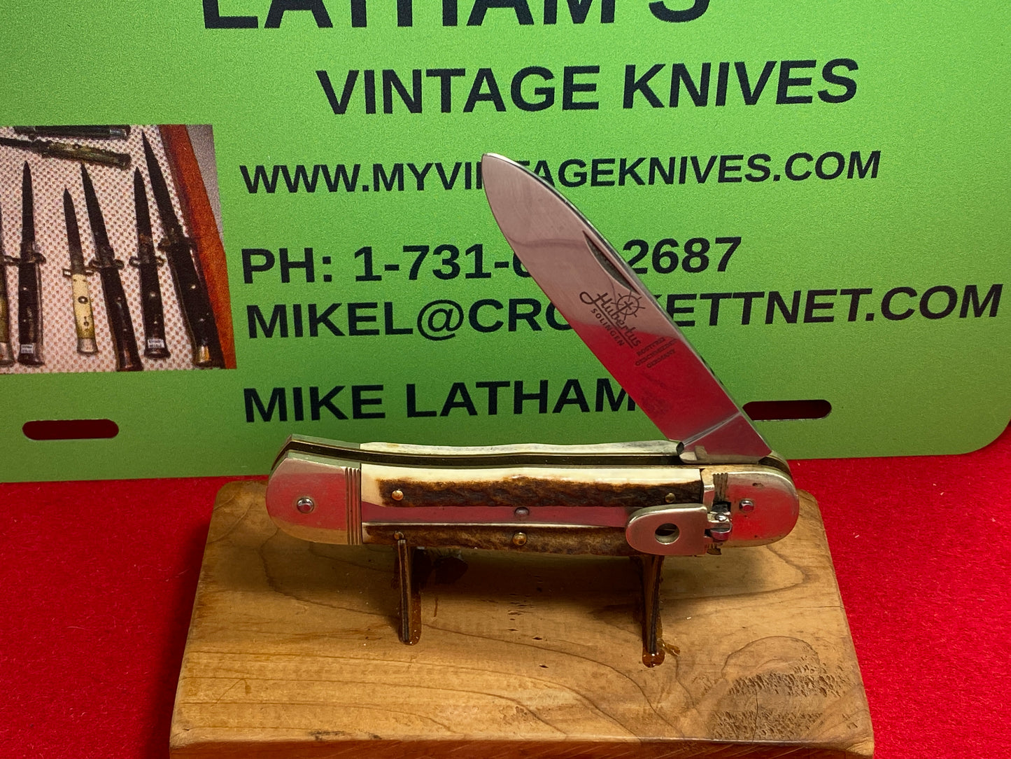 HUBERTUS SOLINGEN GERMANY 2010-2015 LEVER AUTOMATIC SPRINGER 11 CM GERMAN AUTOMATIC KNIFE STAG HANDLES