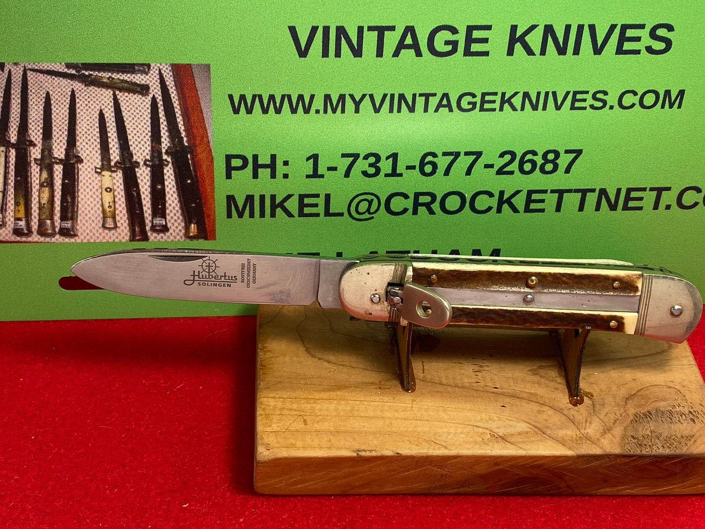 HUBERTUS SOLINGEN GERMANY 2010-2015 LEVER AUTOMATIC SPRINGER 11 CM GERMAN AUTOMATIC KNIFE STAG HANDLES