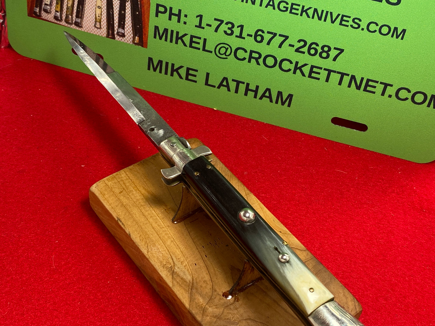 UNSTAMPED "STERILE" ITALY 1930-39 PICK LOCK FLAT GUARD STILETTO 28 CM ITALIAN AUTOMATIC KNIFE BRAZILIAN HORN HANDLES