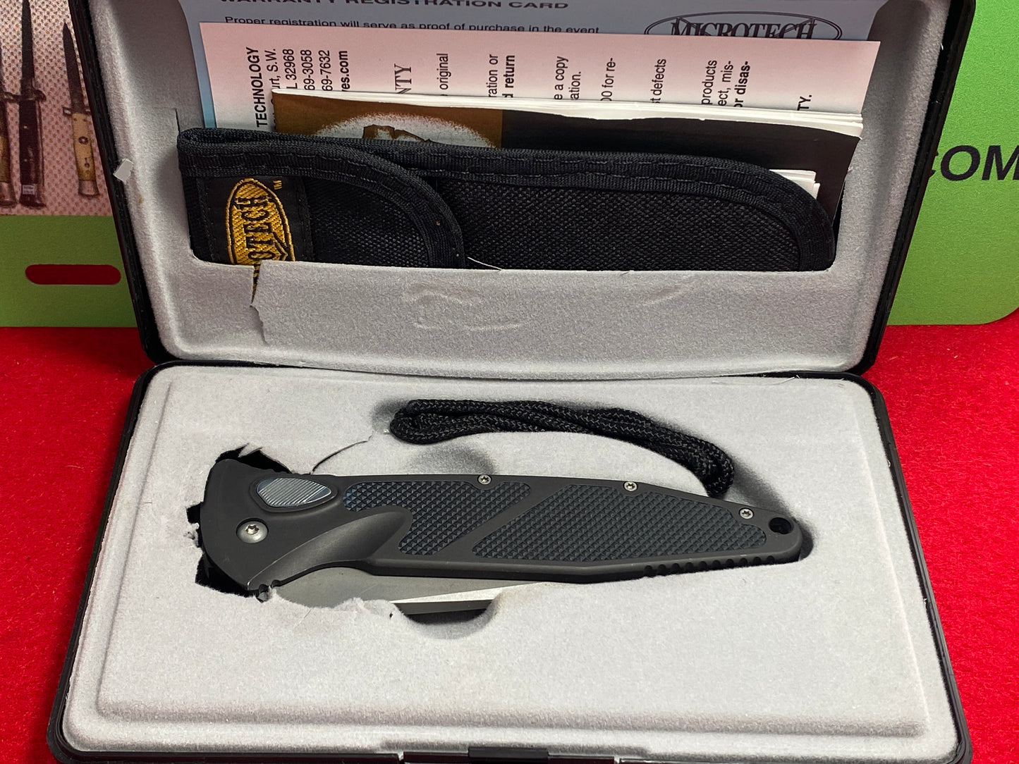 MICROTECH SOCOM ELITE-A 03/2001 TANTO BLADE #0715 TACTICAL AUTOMATIC KNIFE BLACK HANDLES NIB