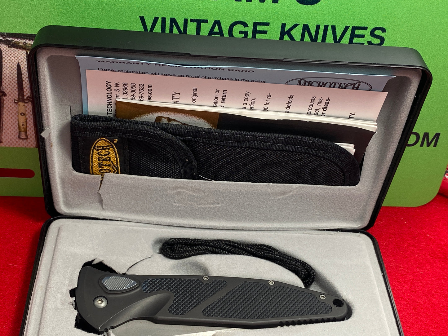 MICROTECH SOCOM ELITE-A 03/2001 TANTO BLADE #0715 TACTICAL AUTOMATIC KNIFE BLACK HANDLES NIB