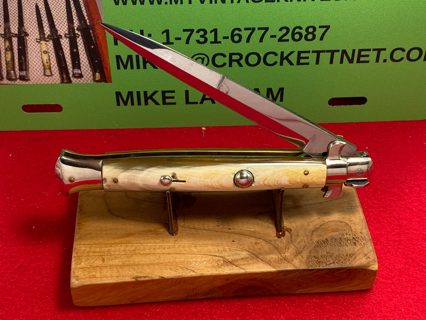 UNSTAMPED "STERILE" ITALIAN PICK LOCK 1935-39 FLAT GUARDS STILETTO 28 CM ITALIAN AUTOMATIC KNIFE BRAZILIAN HORN HANDLES