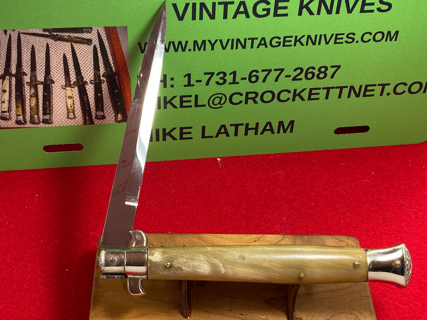 UNSTAMPED "STERILE" ITALIAN PICK LOCK 1935-39 FLAT GUARDS STILETTO 28 CM ITALIAN AUTOMATIC KNIFE BRAZILIAN HORN HANDLES