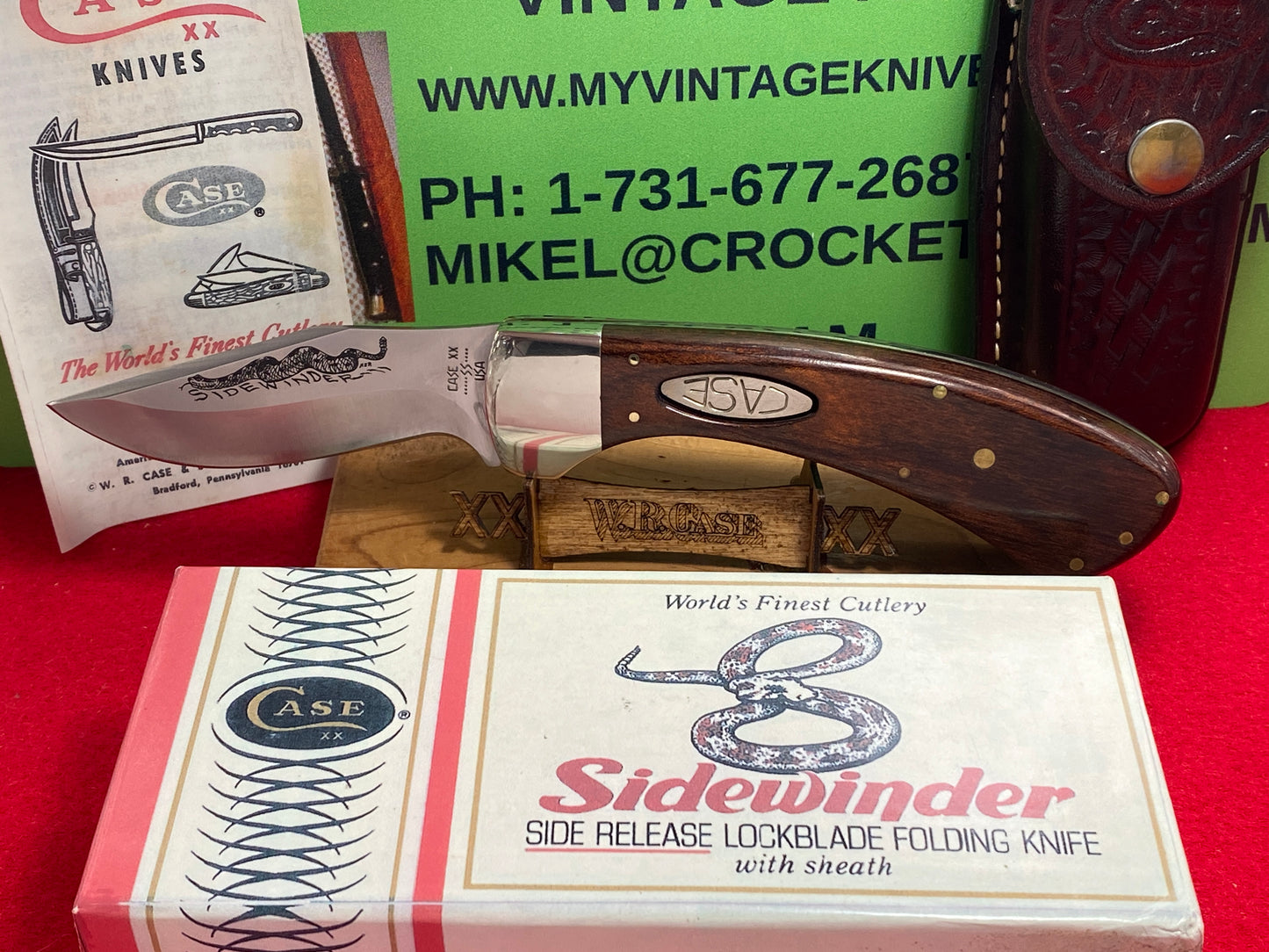 CASE XX 9 DOT USA 1981 SIDEWINDER LOCK BACK PAT. PEND. NIB VINTAGE AMERICAN SLIP JOINT MANUAL ACTION KNIFE WOOD HANDLES