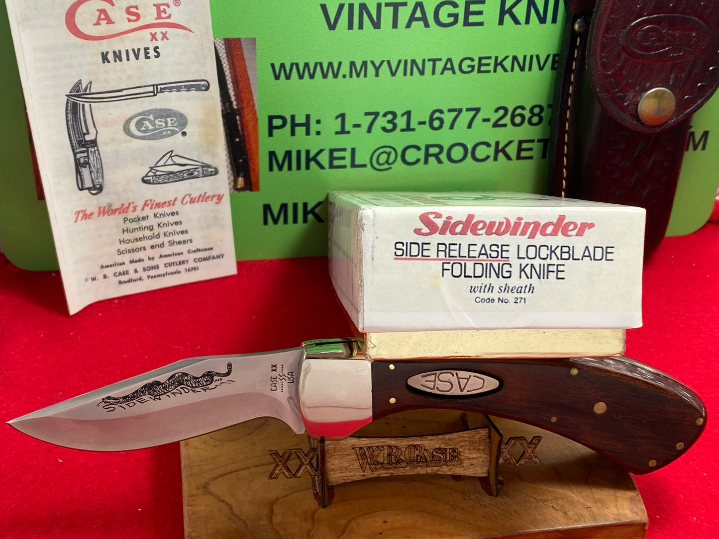 CASE XX 9 DOT USA 1981 SIDEWINDER LOCK BACK PAT. PEND. NIB VINTAGE AMERICAN SLIP JOINT MANUAL ACTION KNIFE WOOD HANDLES