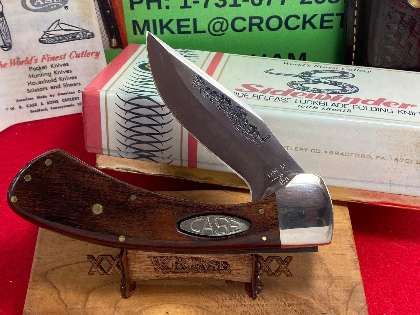 CASE XX 9 DOT USA 1981 SIDEWINDER LOCK BACK PAT. PEND. NIB VINTAGE AMERICAN SLIP JOINT MANUAL ACTION KNIFE WOOD HANDLES