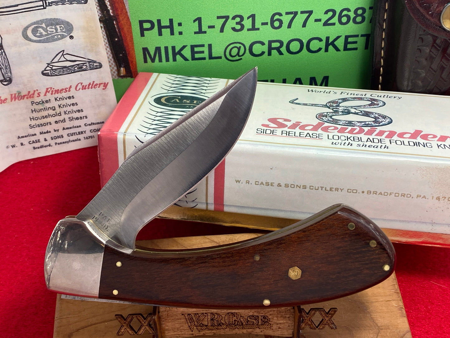 CASE XX 9 DOT USA 1981 SIDEWINDER LOCK BACK PAT. PEND. NIB VINTAGE AMERICAN SLIP JOINT MANUAL ACTION KNIFE WOOD HANDLES