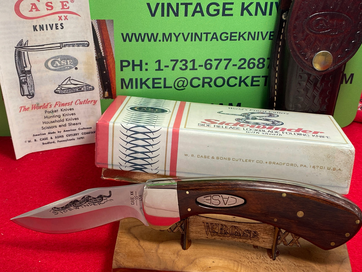 CASE XX 9 DOT USA 1981 SIDEWINDER LOCK BACK PAT. PEND. NIB VINTAGE AMERICAN SLIP JOINT MANUAL ACTION KNIFE WOOD HANDLES