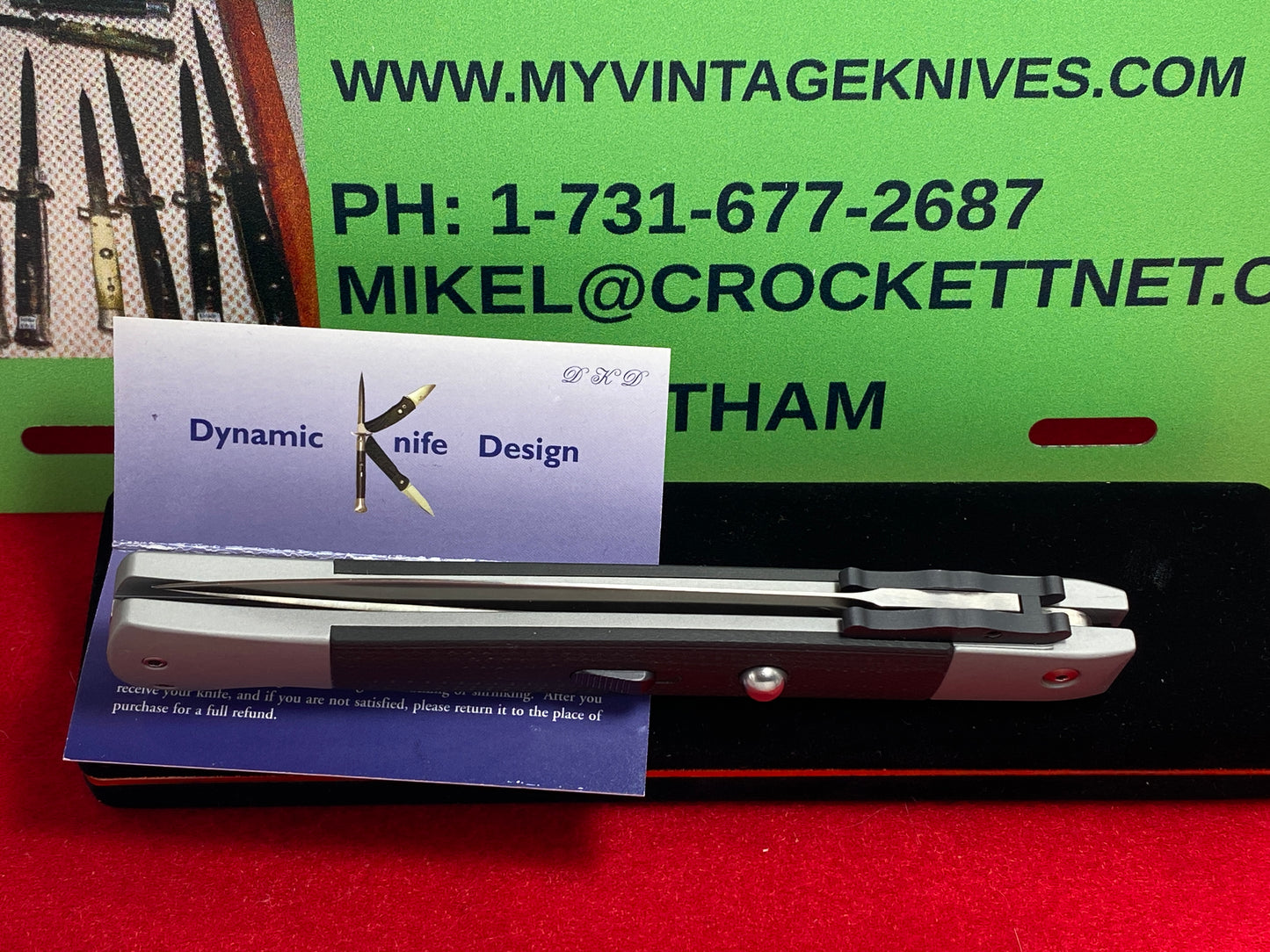 DYNAMIC KNIFE DESIGN (DKD) W.R. CLARK CUSTOM SWING GUARD THE PHANTOM 28 CM ITALIAN AUTOMATIC KNIFE GRAY FIBER G-10 HANDLES