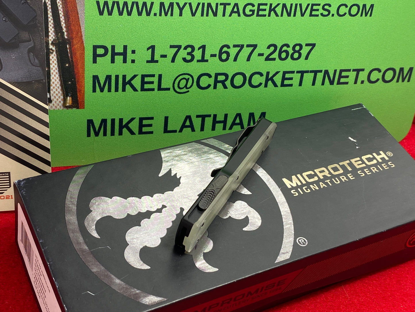 MICROTECH UTX-70 HELLHOUND SHADOW 08/2021 OTF 419-1 DLCTGTJGSH S/N 004TACTICAL AUTOMATIC KNIFE JADE GREEN G-10 COMPOSITE TOP HANDLES