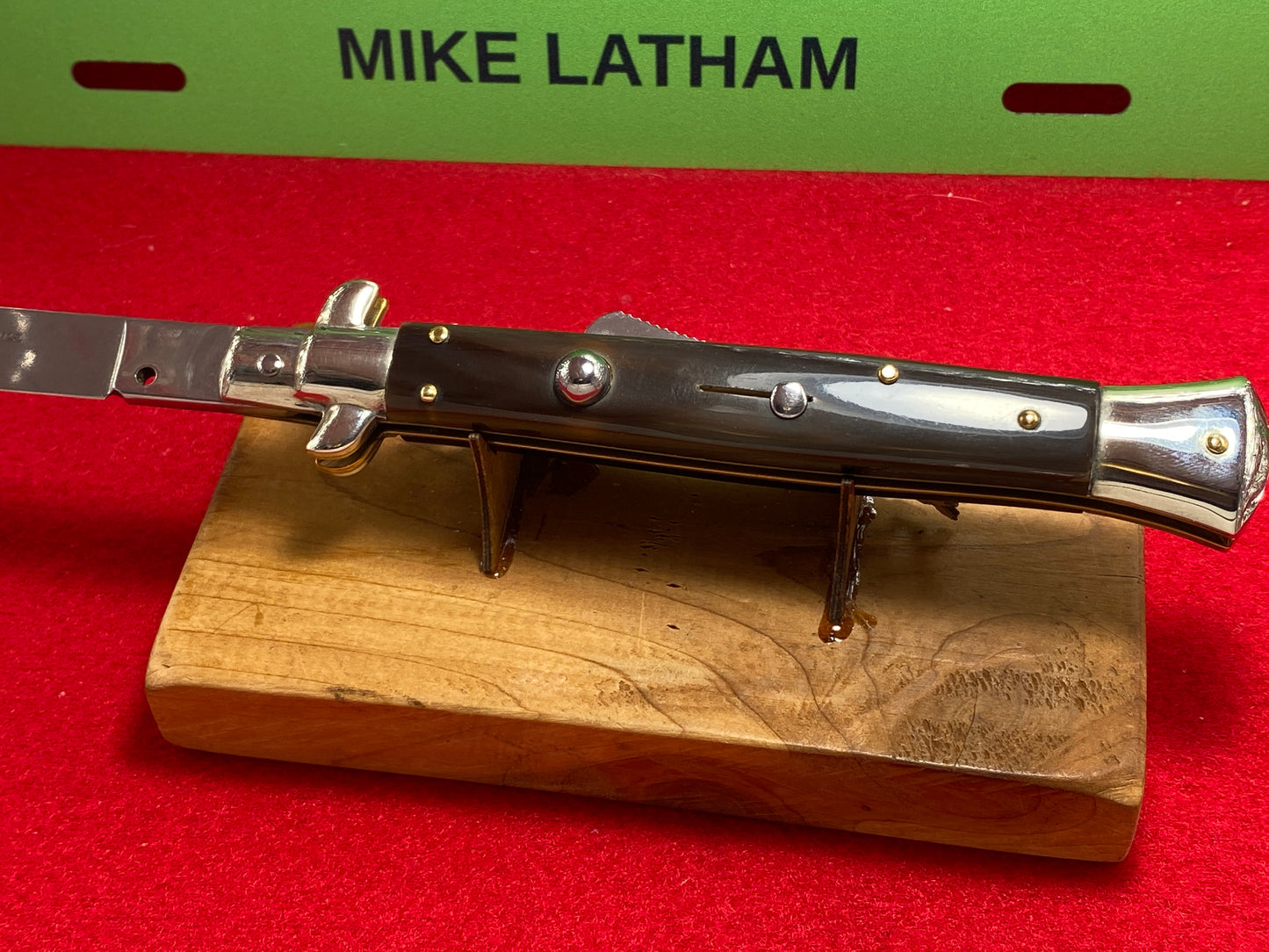 FRANK BELTRAME ITALY 2013 HUMPBACK LIMITED EDITON #20 STILETTO 28 CM ITALIAN AUTOMATIC KNIFE BUFFALO HORN HANDLES