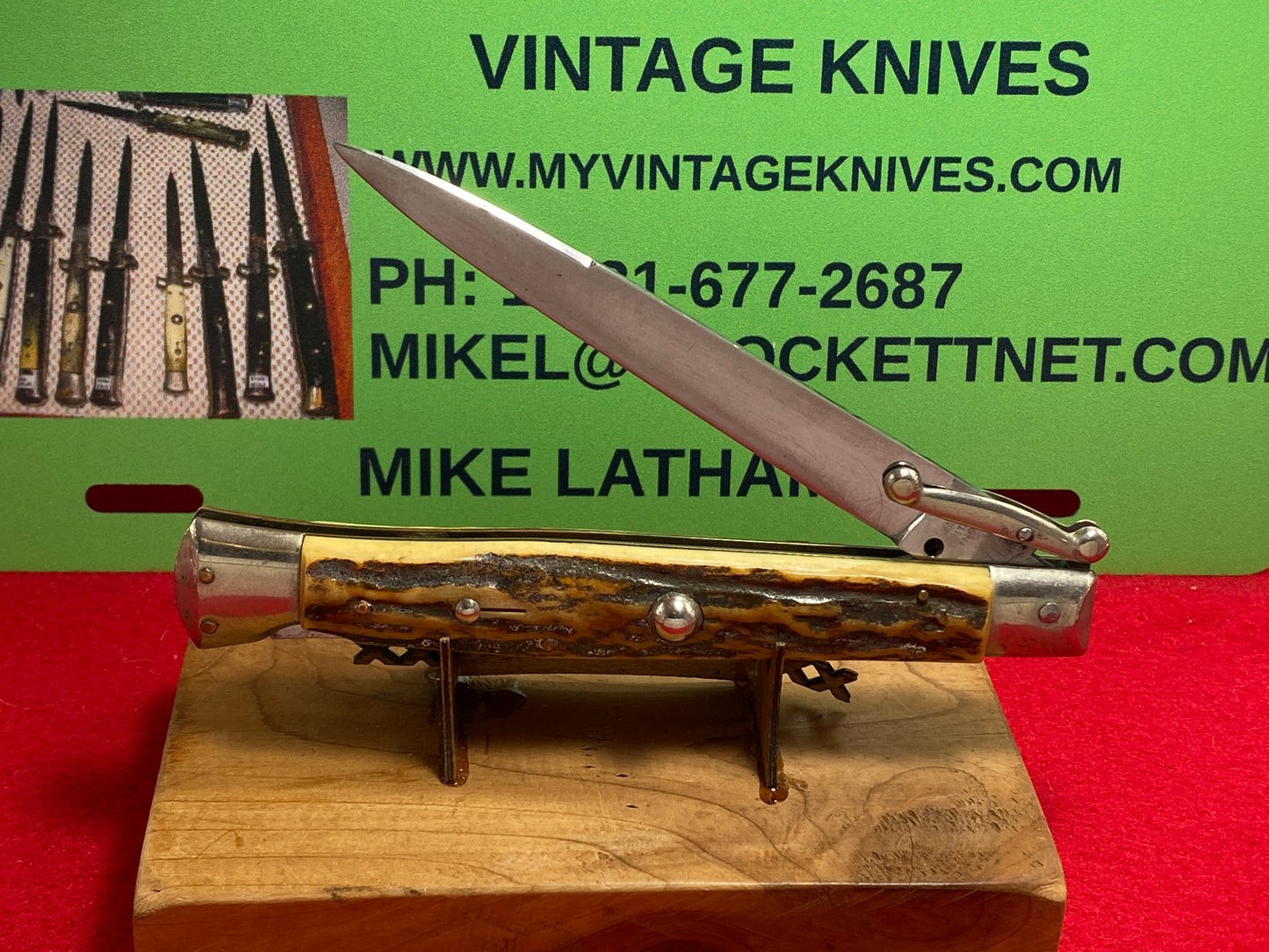 MADE IN ITALY INOXID PATENT 1962-68 SWING GUARD LOCK BACK ITALIAN AUTOMATIC KNIFE STAG HANDLES