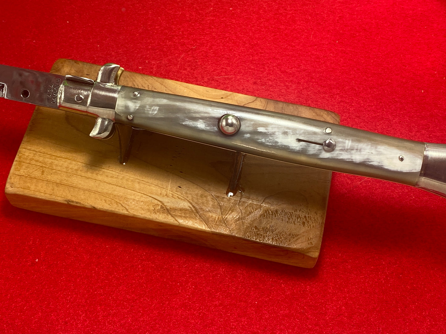 A.G.A. CAMPOLIN ITALY 2005 PICK LOCK STILETTO 33 CM ITALIAN AUTOMATIC KNIFE BLOND BRAZILIAN HORN HANDLE