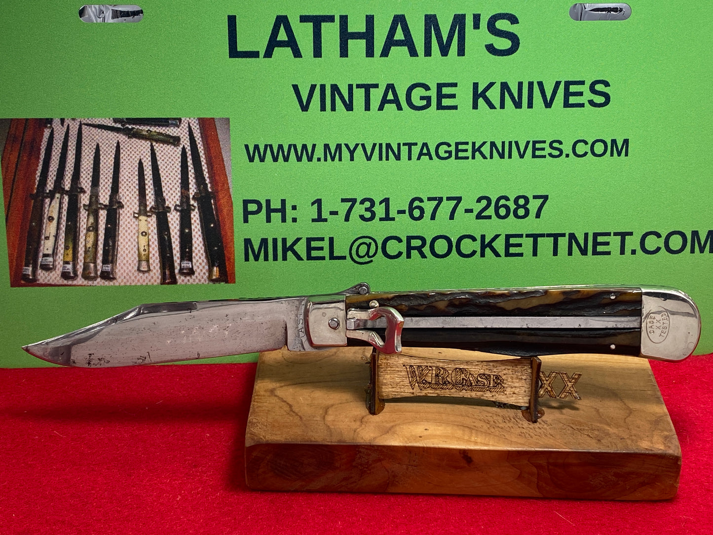 CASE TESTED XX 1920-39 ORIGINAL SWITCHBLADE 5171 L LEVER AUTOMATIC LARGE VINTAGE AMERICAN AUTOMATIC KNIFE STAG HANDLES