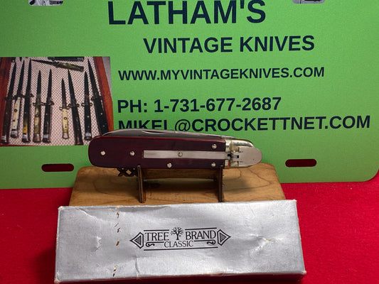 BOKER SOLINGEN GERMANY 1975-82 LEVER AUTOMATIC TREE BRAND CLASSIC 712 GERMAN AUTOMATIC KNIFE DARK RED BONE HANDLES