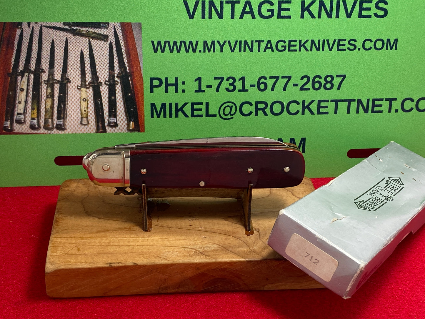 BOKER SOLINGEN GERMANY 1970-79 LEVER AUTOMATIC TREE BRAND CLASSIC 712 GERMAN AUTOMATIC KNIFE DARK RED BONE HANDLES