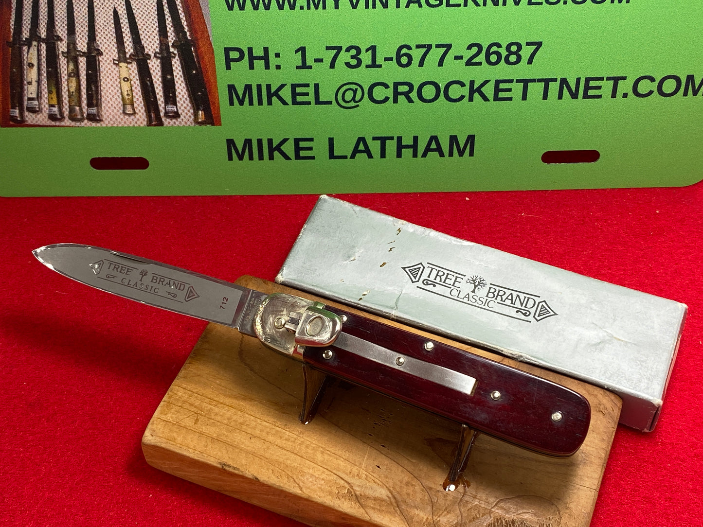 BOKER SOLINGEN GERMANY 1970-79 LEVER AUTOMATIC TREE BRAND CLASSIC 712 GERMAN AUTOMATIC KNIFE DARK RED BONE HANDLES