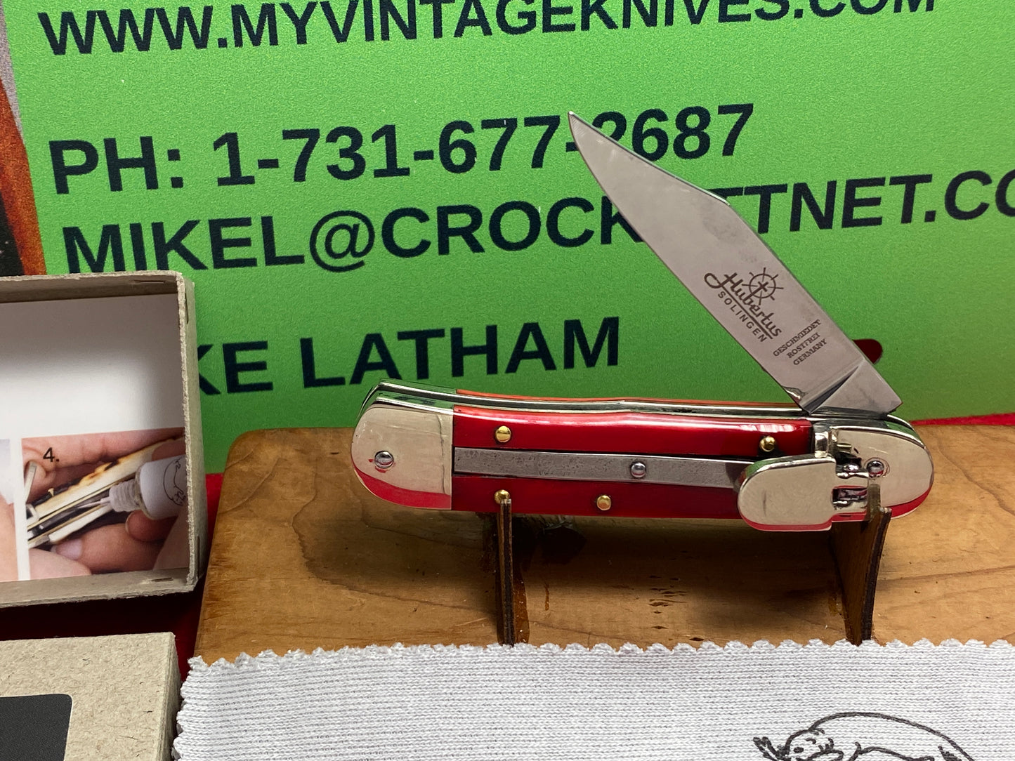 HUBERTUS /OTTER SOLINGEN GERMANY 2024 SMALL LEVER SPRINGER 8 CM LIMIT EDITION GERMAN AUTOMATIC KNIFE SMOOTH RED BONE HANDLES