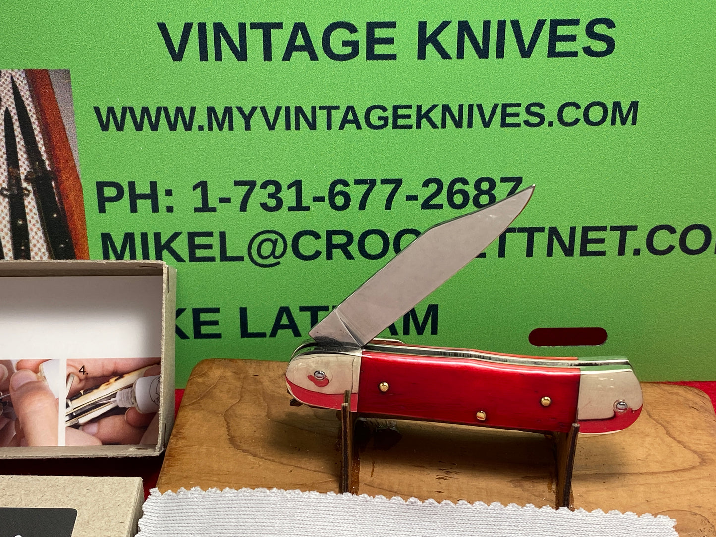 HUBERTUS /OTTER SOLINGEN GERMANY 2024 SMALL LEVER SPRINGER 8 CM LIMIT EDITION GERMAN AUTOMATIC KNIFE SMOOTH RED BONE HANDLES