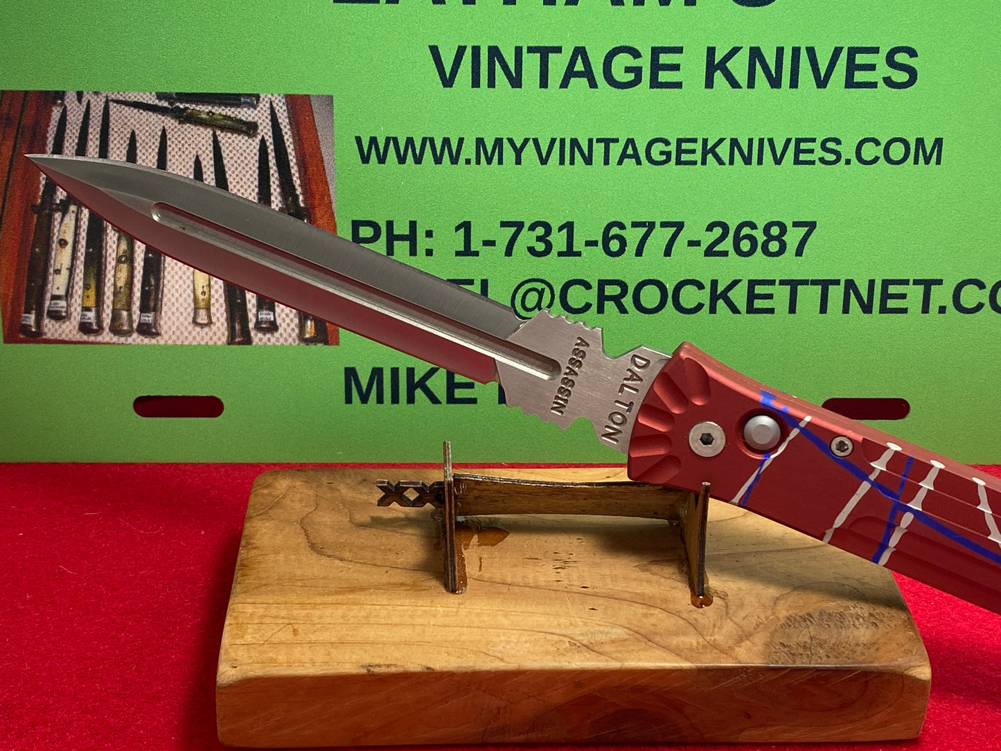 DALTON, ROB USA 1999-2003 ASSASSIN OTF CUSTOM AUTOMATIC TACTICAL AUTOMATIC KNIFE RED AND MIXED COLOR METAL HANDLES