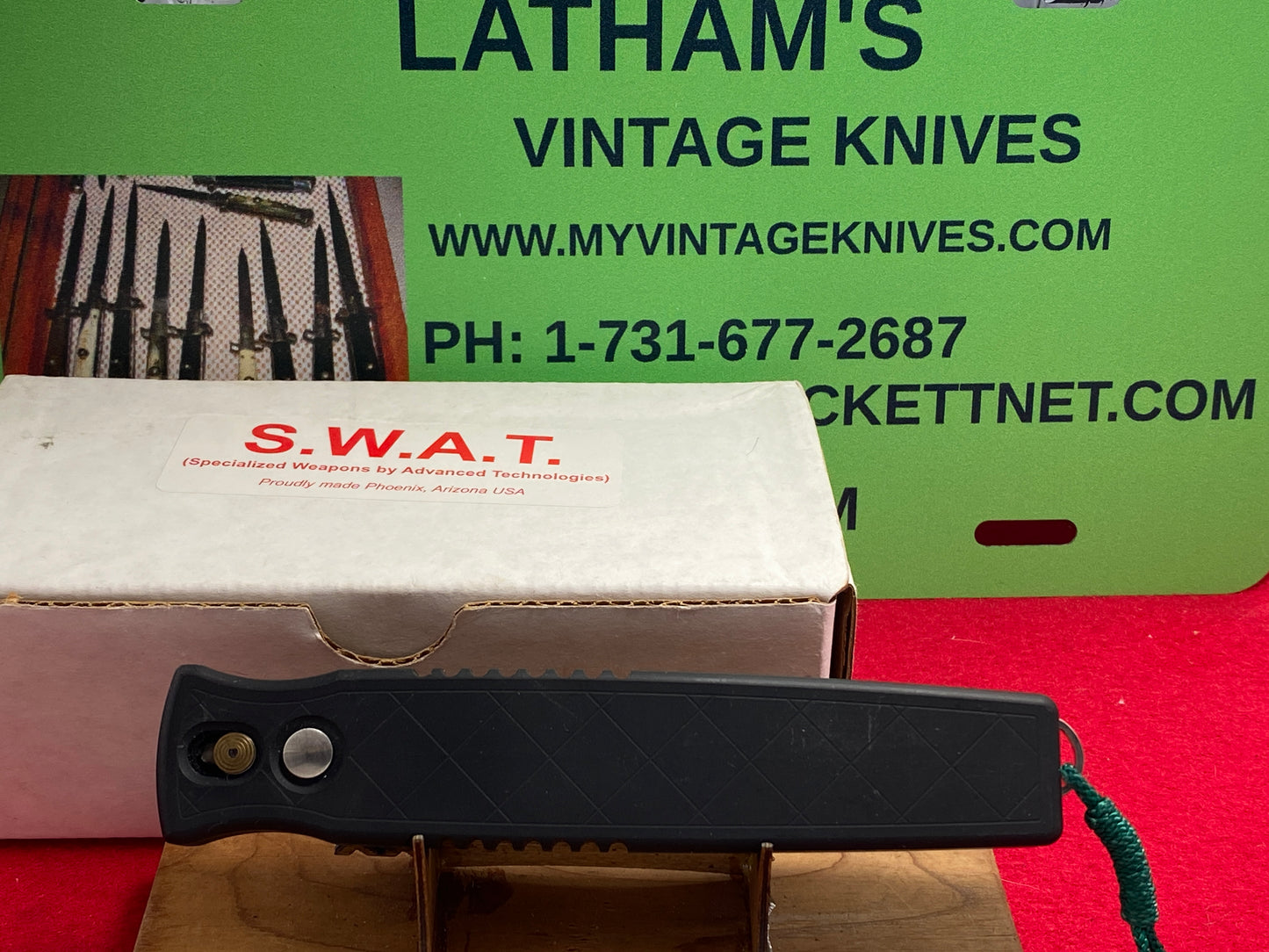 S.W.A.T. USA 1999-2005 OTF CENTURION ATS 34 TACTICAL AUTOMATIC KNIFE BLACK METAL HANDLES