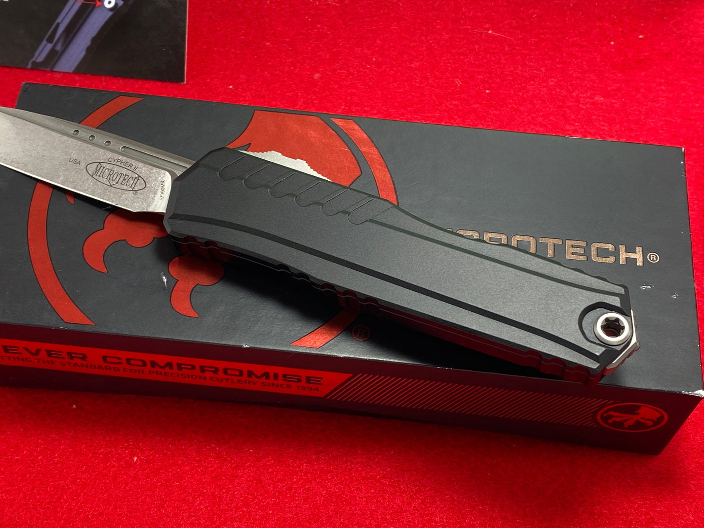 MICROTECH USA 06/2024 CYPHER II S/E OTF 1241-10 TACTICAL AUTOMATIC KNIFE BLACK METAL HANDLES