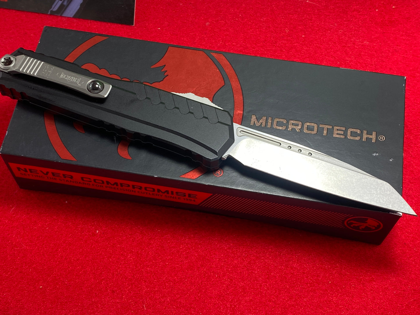 MICROTECH USA 06/2024 CYPHER II S/E OTF 1241-10 TACTICAL AUTOMATIC KNIFE BLACK METAL HANDLES