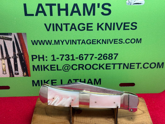 UNION CUT. CO. OLEAN N.Y. PAT. 1916 AERIAL KNIFE CO. 1975 LEVER AUTOMATIC VINTAGE AMERICAN AUTOMATIC KNIFE PEARL HANDLES