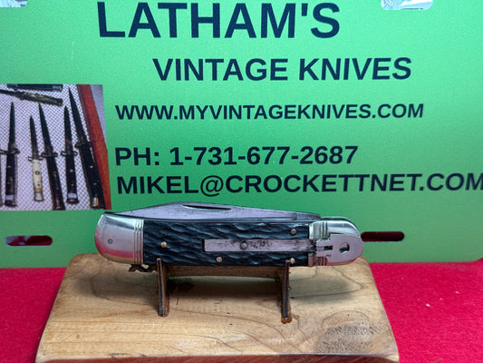 EIG CUTLERY GERMANY 1950-56 LEVER AUTOMATIC SPRINGER 11 CM GERMAN AUTOMATIC KNIFE BLACK BONE HANDLES