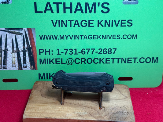 WOODARD, BUCK CUSTOM AUTOMATIC 1995-99 WHITEWOLF POCKET PRO CUSTOM AUTOMATIC KNIFE BLACK/GREEN G-10 HANDLES