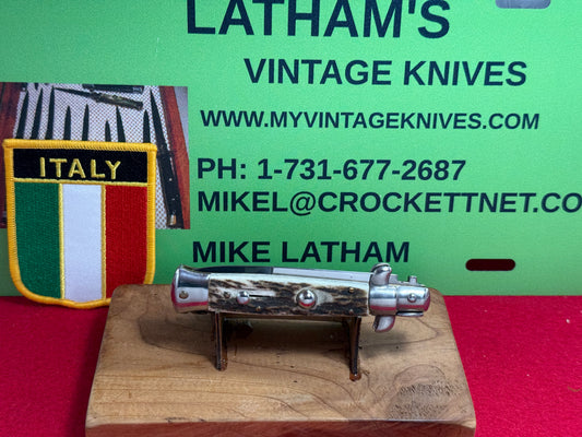 STILETTO ITALY 1999-2005 SWIVEL BOLSTER STILETTO 18 CM ITALIAN AUTOMATIC KNIFE STAG HANDLES