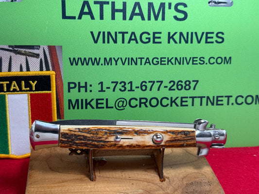 STILETTO ITALY 1999-2005 SWIVEL BOLSTER STILETTO 28 CM ITALIAN AUTOMATIC KNIFE STAG HANDLES