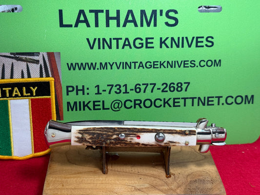 FRANK B. ITALY 2010 PICK LOCK STILETTO 28 CM ITALIAN AUTOMATIC KNIFE STAG HANDLES