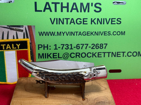 A.G.A. CAMPOLIN ITALY MANIAGO 2024 DIANA LEVER AUTOMATIC HUNTER ITALIAN AUTOMATIC KNIFE STAG HANDLES