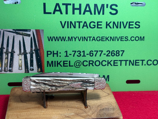 T BAR K KNIVES (TANK) CUSTOM 2005-2010 DOUBLE ACTION CUSTOM AUTOMATIC KNIFE STAG HANDLES