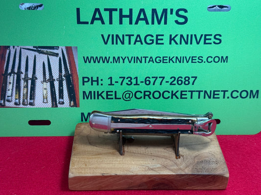 HENCKELS J.A. TWIN WORKS SOLINGEN GERMANY 1930-40 LEVER AUTOMATIC GERMAN AUTOMATIC KNIFE STAG HANDLES