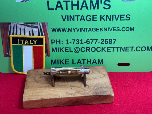 ROSTFREI --GERMAN MARKET--ITALY--1958-60 PICK LOCK STILETTO 12 CM ITALIAN AUTOMATIC KNIFE STAG HANDLES