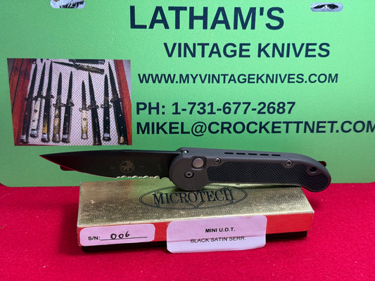 MICROTECH USA 03/1997 L-U.D.T   #006 GOLD BOX TACTICAL AUTOMATIC KNIFE METAL HANDLES