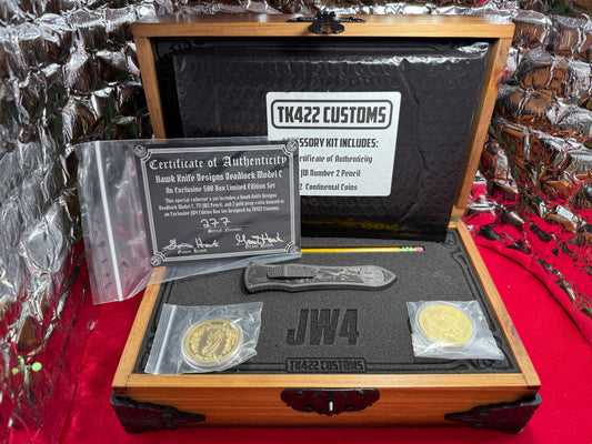 HAWK, G&G DEADLOCK Ti CUSTOM AUTOMATIC OTF JOHN WICK SET JW4 #277 CUSTOM AUTOMATIC KNIFE SET JW4 FAT CARBON INSERTS WITH TITANIUM BODY