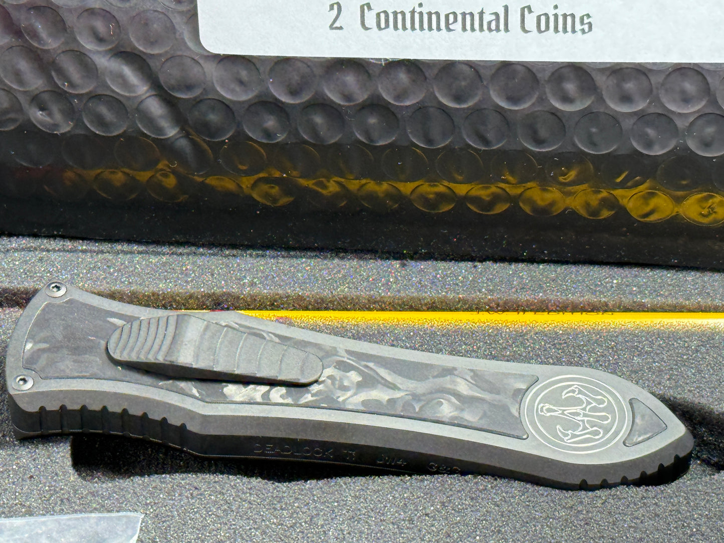 HAWK, G&G DEADLOCK Ti CUSTOM AUTOMATIC OTF JOHN WICK SET JW4 #277 CUSTOM AUTOMATIC KNIFE SET JW4 FAT CARBON INSERTS WITH TITANIUM BODY