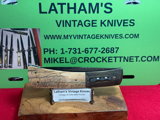 RICHTER, JOHN (J.C.R.) CUSTOM AUTOMATIC KNIVES 2005-2010 HUNTER CUSTOM AUTOMATIC KNIFE MAMOTH IVORY HANDLES