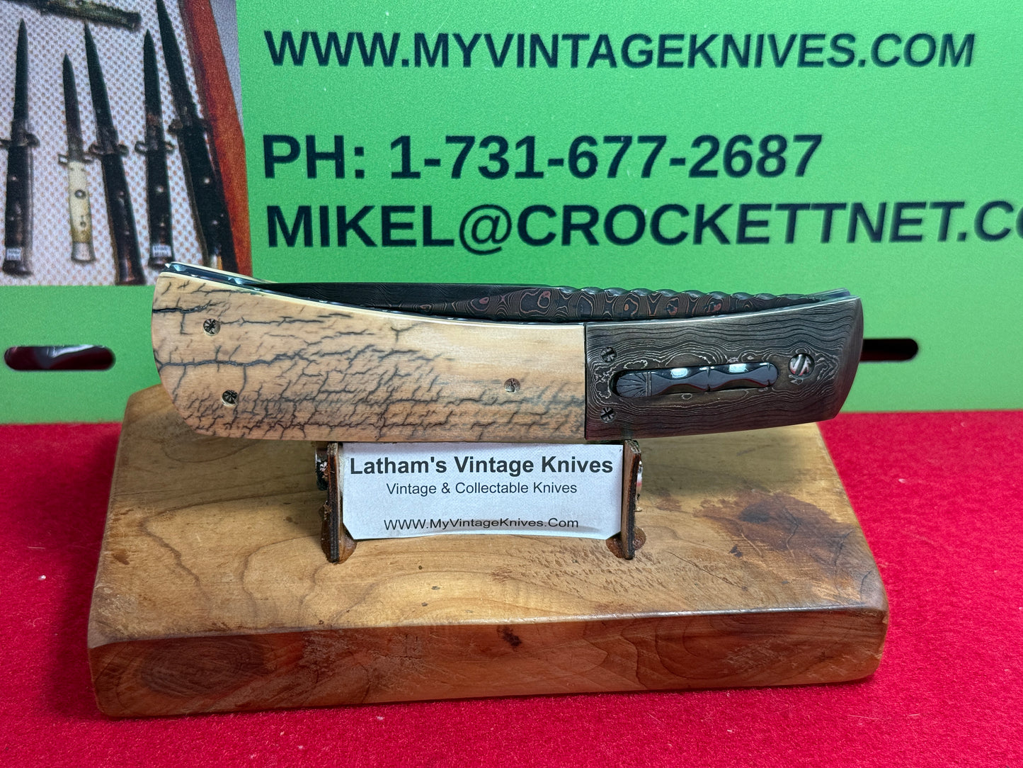 RICHTER, JOHN (J.C.R.) CUSTOM AUTOMATIC KNIVES 2005-2010 HUNTER CUSTOM AUTOMATIC KNIFE MAMOTH IVORY HANDLES