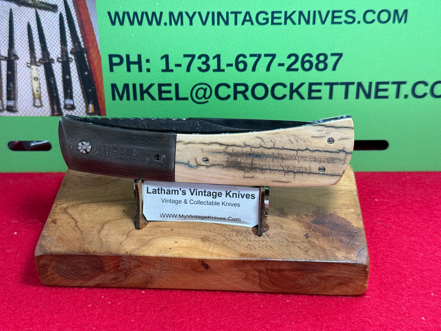 RICHTER, JOHN (J.C.R.) CUSTOM AUTOMATIC KNIVES 2005-2010 HUNTER CUSTOM AUTOMATIC KNIFE MAMOTH IVORY HANDLES