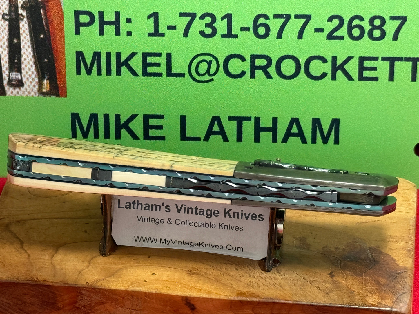 RICHTER, JOHN (J.C.R.) CUSTOM AUTOMATIC KNIVES 2005-2010 HUNTER CUSTOM AUTOMATIC KNIFE MAMOTH IVORY HANDLES