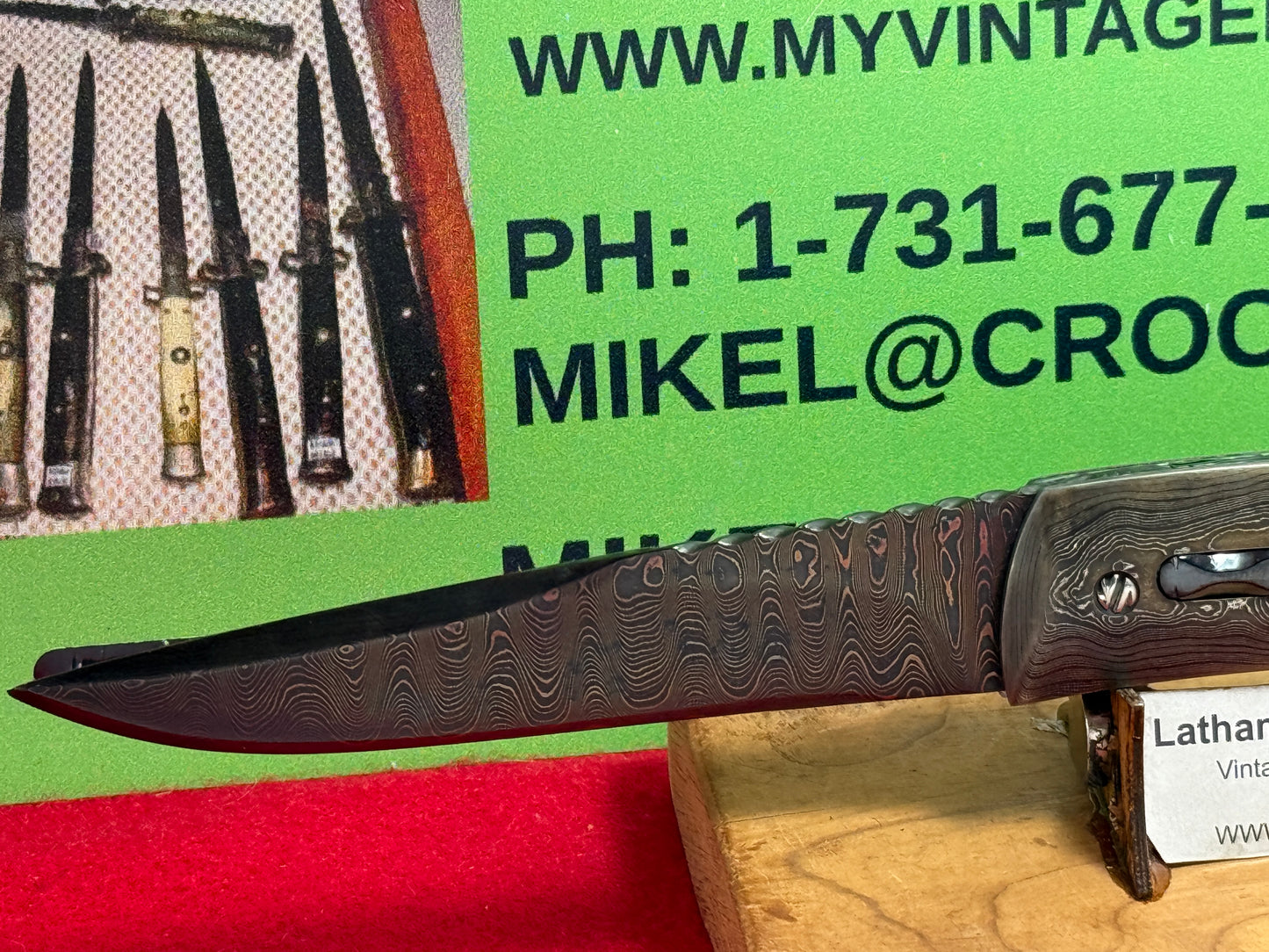 RICHTER, JOHN (J.C.R.) CUSTOM AUTOMATIC KNIVES 2005-2010 HUNTER CUSTOM AUTOMATIC KNIFE MAMOTH IVORY HANDLES